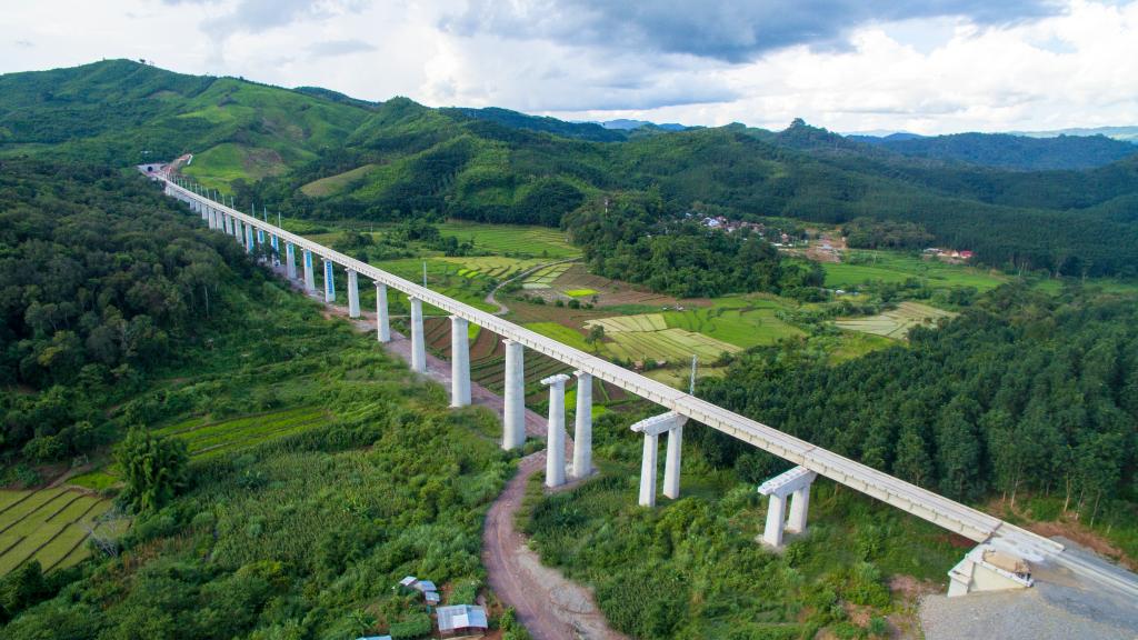 China-Laos-Eisenbahn, eine grüne Eisenbahn