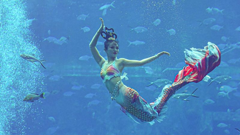 Meerjungfrauenwettbewerb findet in Sanya auf chinesischer Insel Hainan statt