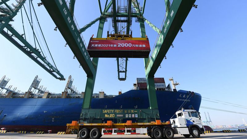 Containerumschlag im chinesischen Hafen Tianjin erreicht Rekordwert