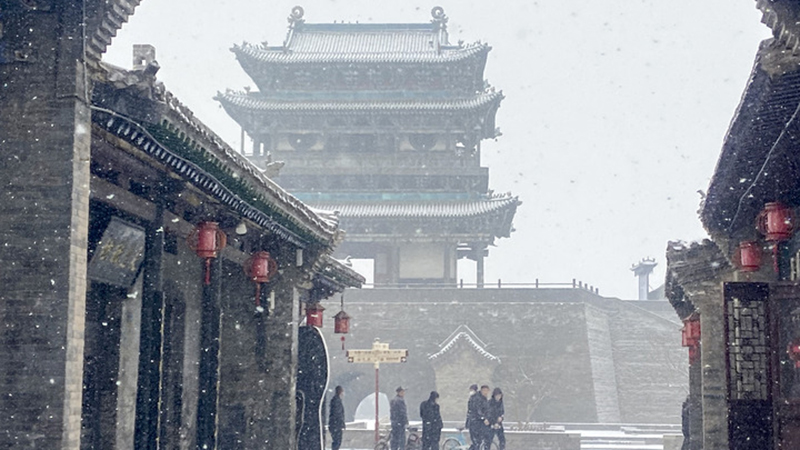 In Bildern: Historische Altstadt von Pingyao in China von Schnee bedeckt