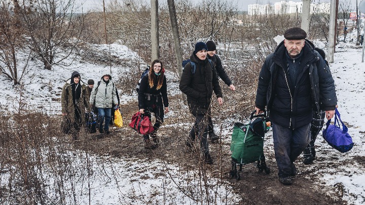 Fotoreportage: Evakuierungen in Irpin in der Ukraine