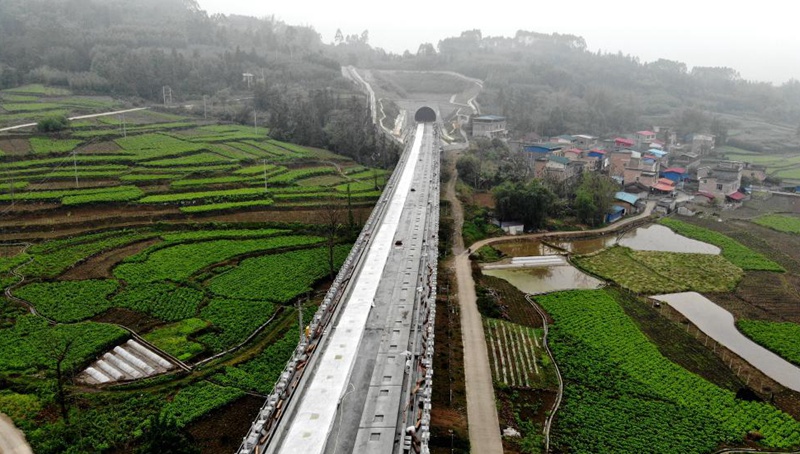 Bahnlinie zwischen Guiyang und Nanning im Bau