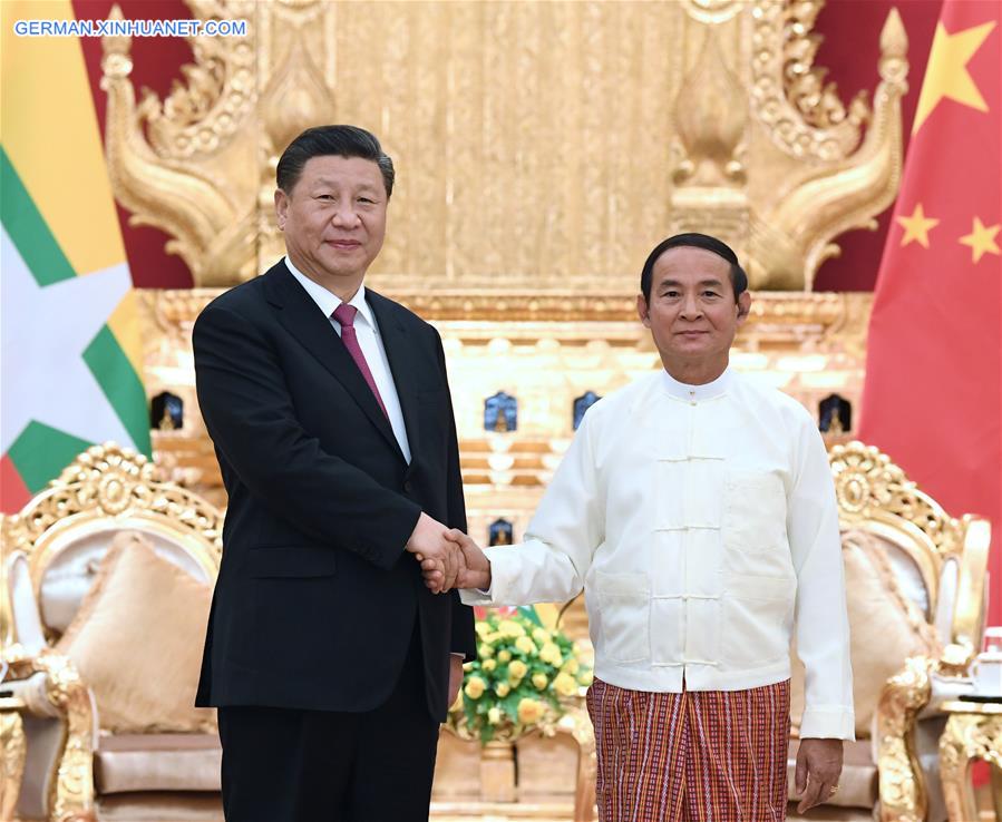 MYANMAR-NAY PYI TAW-CHINA-XI JINPING-PRESIDENT-TALKS  